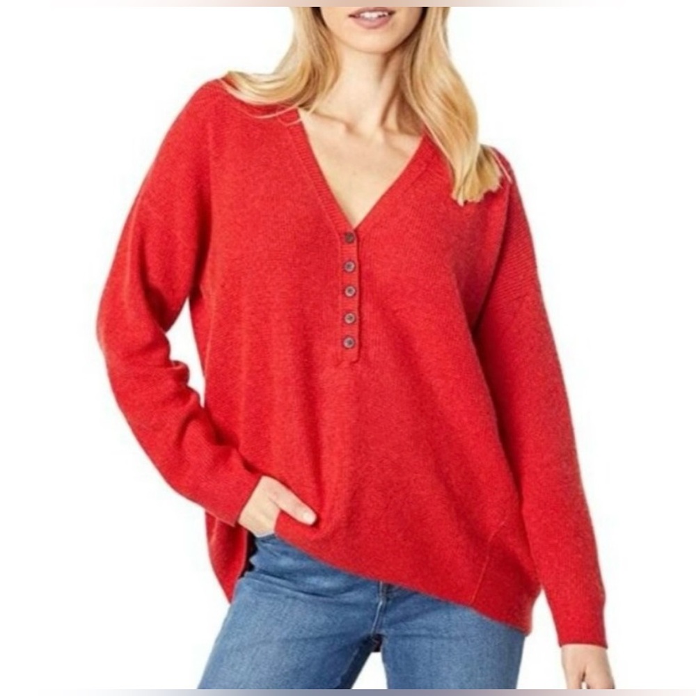 Madewell Asherton Waffle Henley Sweater, Poppy